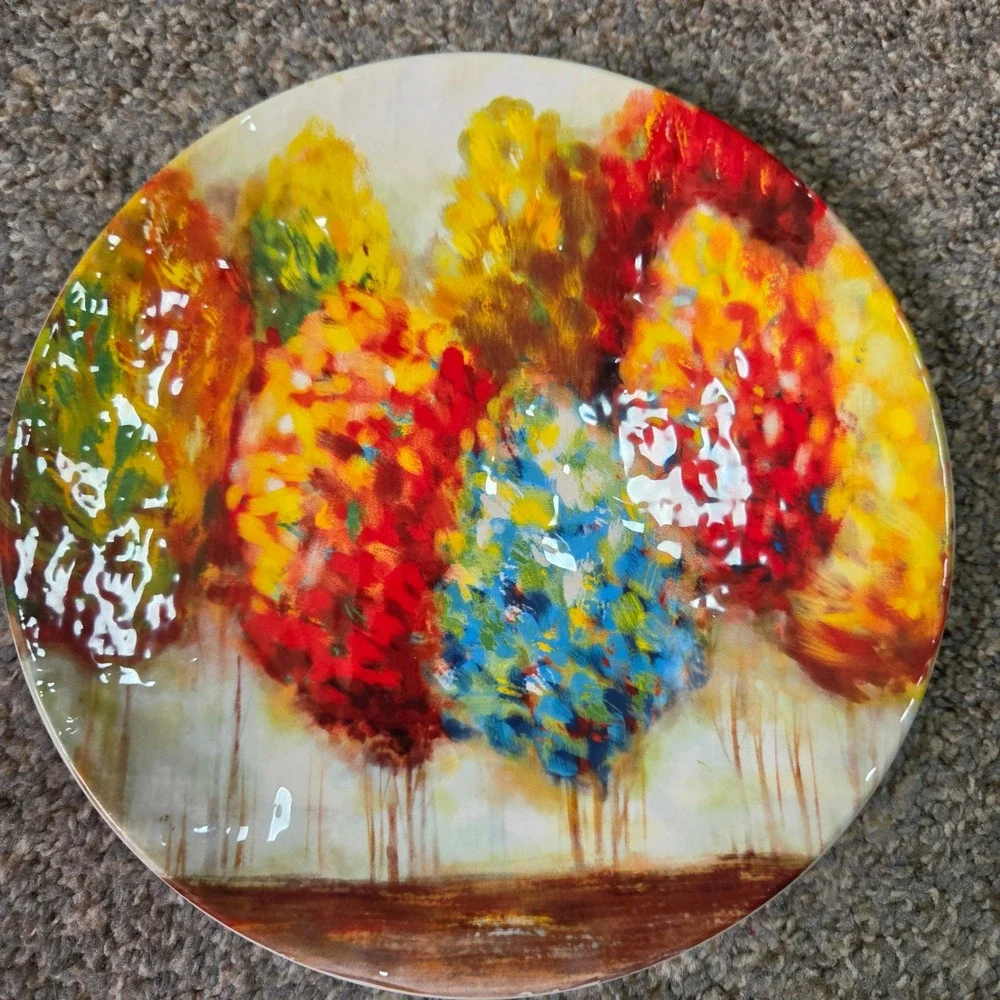 Pier 1‎ Imports Autumn Trees Impressionist Ironstone Dinner Plate Fall Landscape